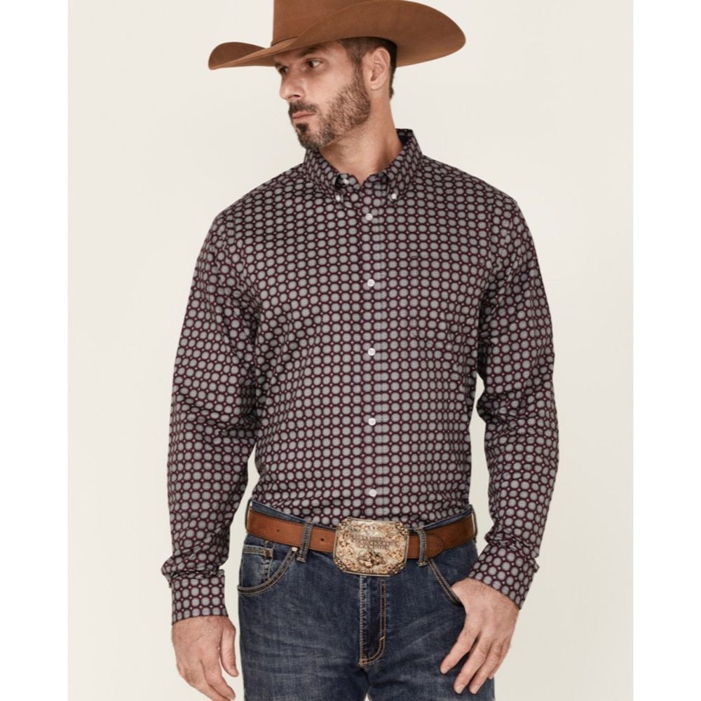 NWT CODY JAMES MEN'S MEDALLION PRINT LONG SLEEVE BUTTON-DOWN WESTERN Medium